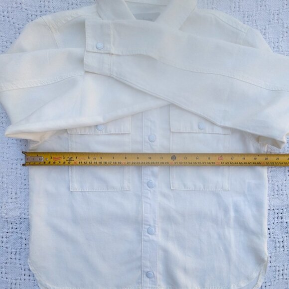 Triarchy Women's White Long Sleeve Shirt Oversized Organic Cotton Blend Size S - Picture 4 of 7